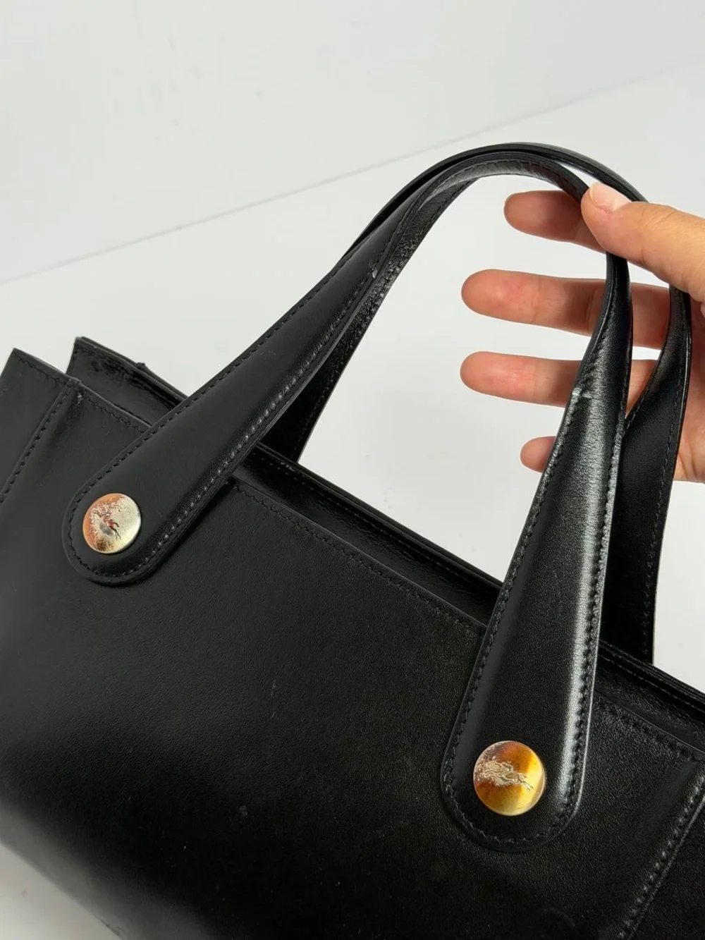 Vintage Longchamp Black Leather Handbag